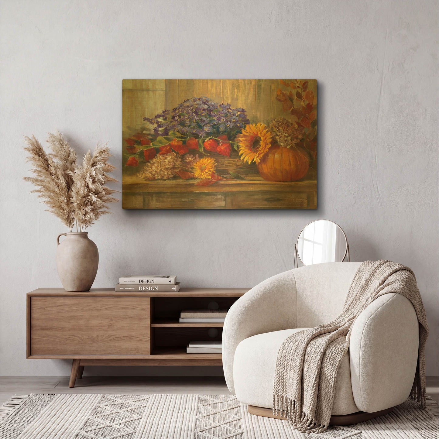 'October Still Life' By Carol Rowan Gold Metal Wall Art
