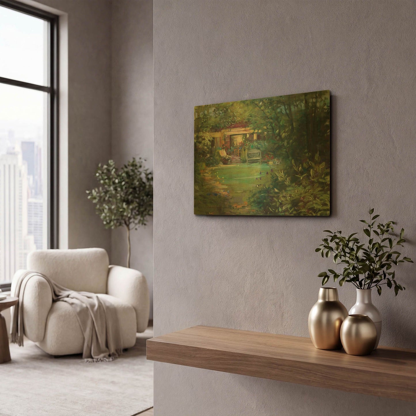 'Garden Retreat' By Carol Rowan Gold Metal Wall Art