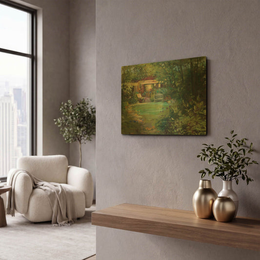 'Garden Retreat' By Carol Rowan Gold Metal Wall Art