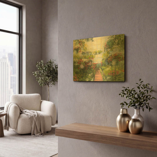 'Greenhouse Flowers Crop' By Carol Rowan Gold Metal Wall Art