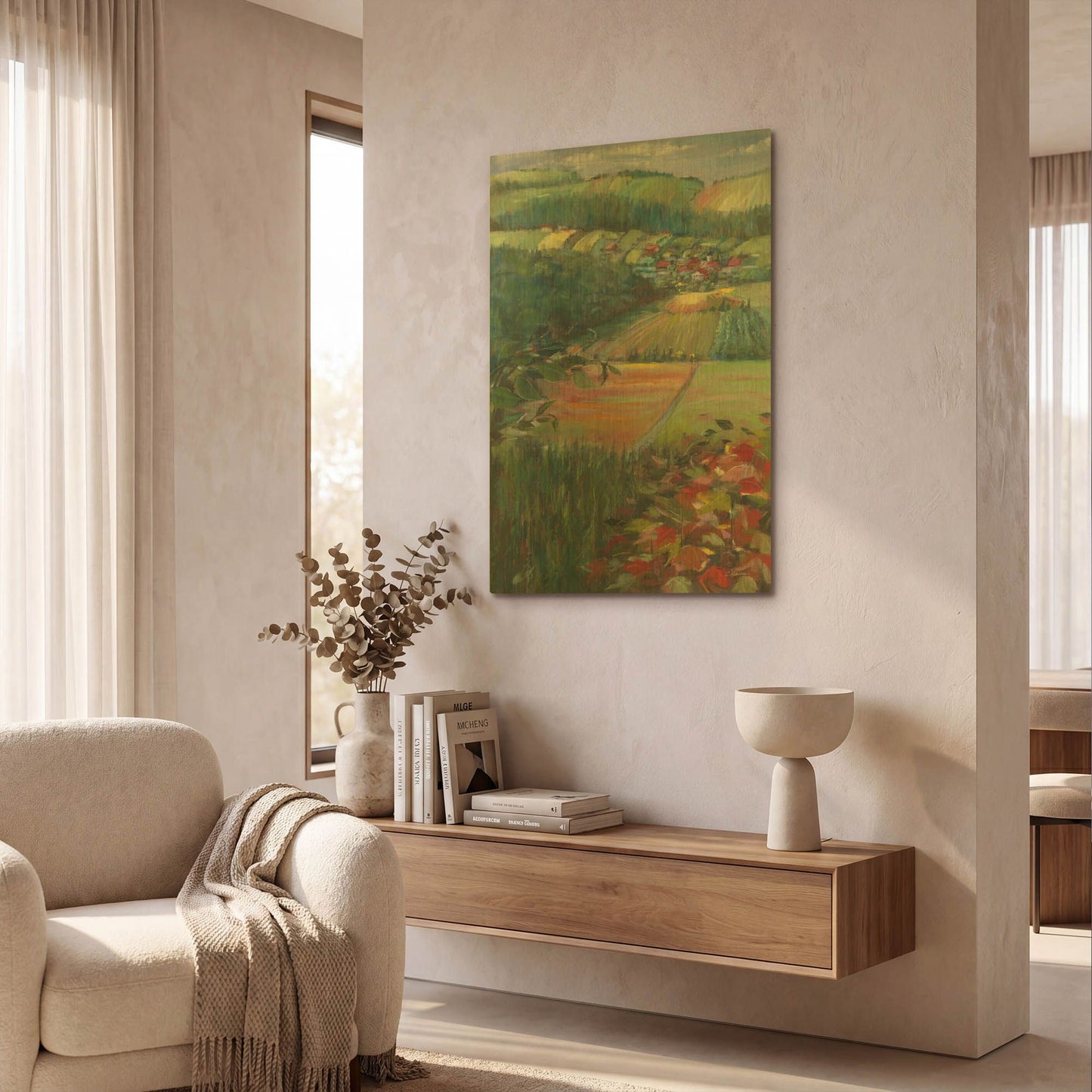 'Country Fields' By Carol Rowan Gold Metal Wall Art