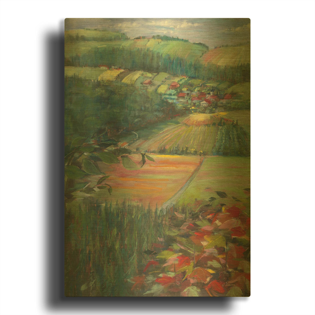 'Country Fields' By Carol Rowan Gold Metal Wall Art