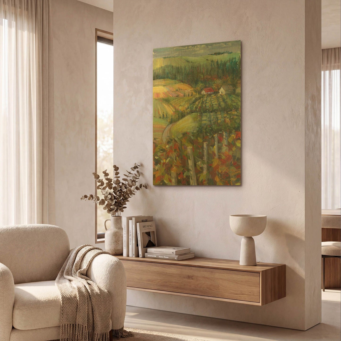 'Quiet Farm Field' By Carol Rowan Gold Metal Wall Art