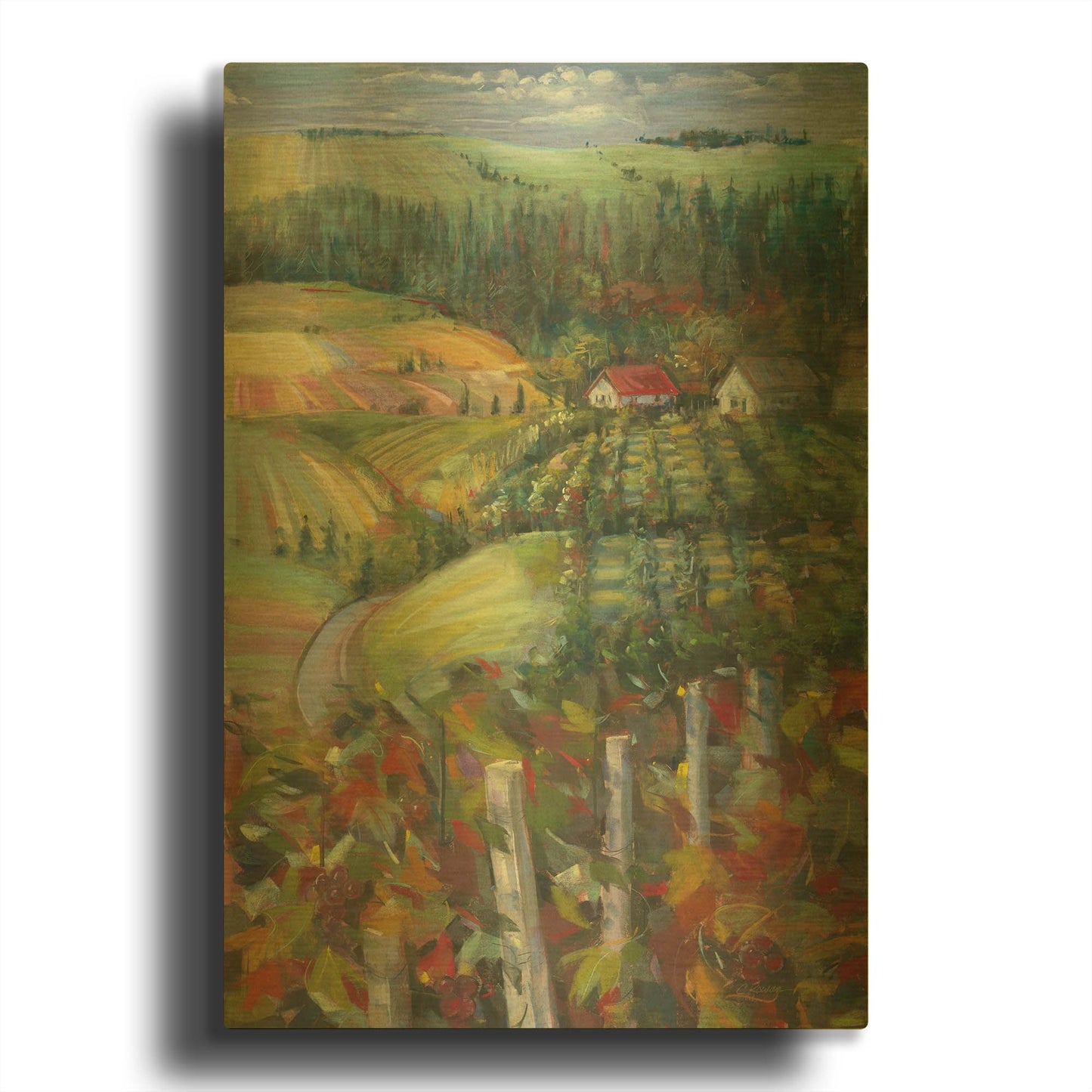 'Quiet Farm Field' By Carol Rowan Gold Metal Wall Art