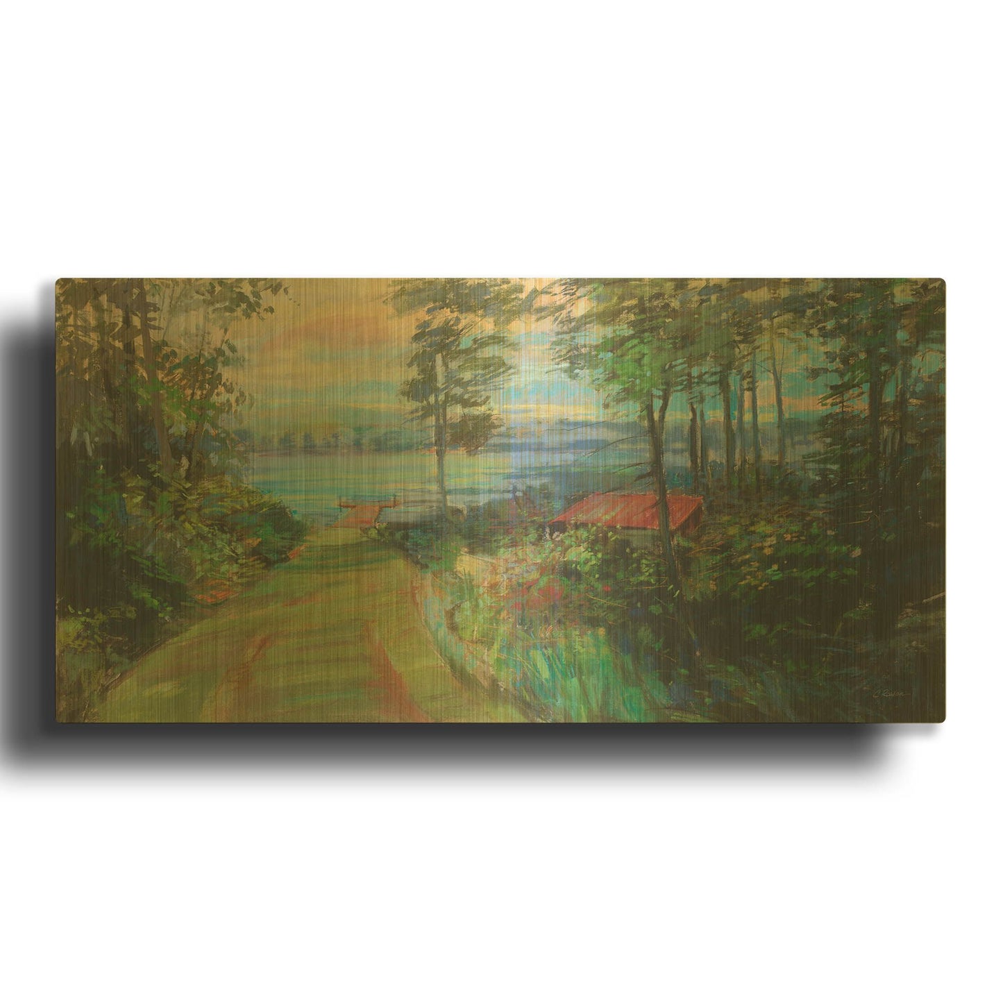 'Collins Lake' By Carol Rowan Gold Metal Wall Art