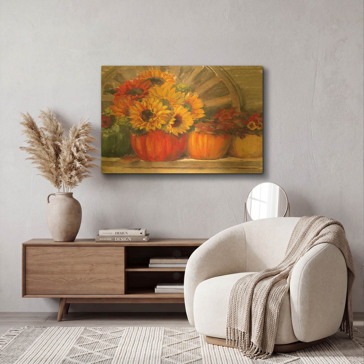 'Autumn Still Life Crop' By Carol Rowan Gold Metal Wall Art