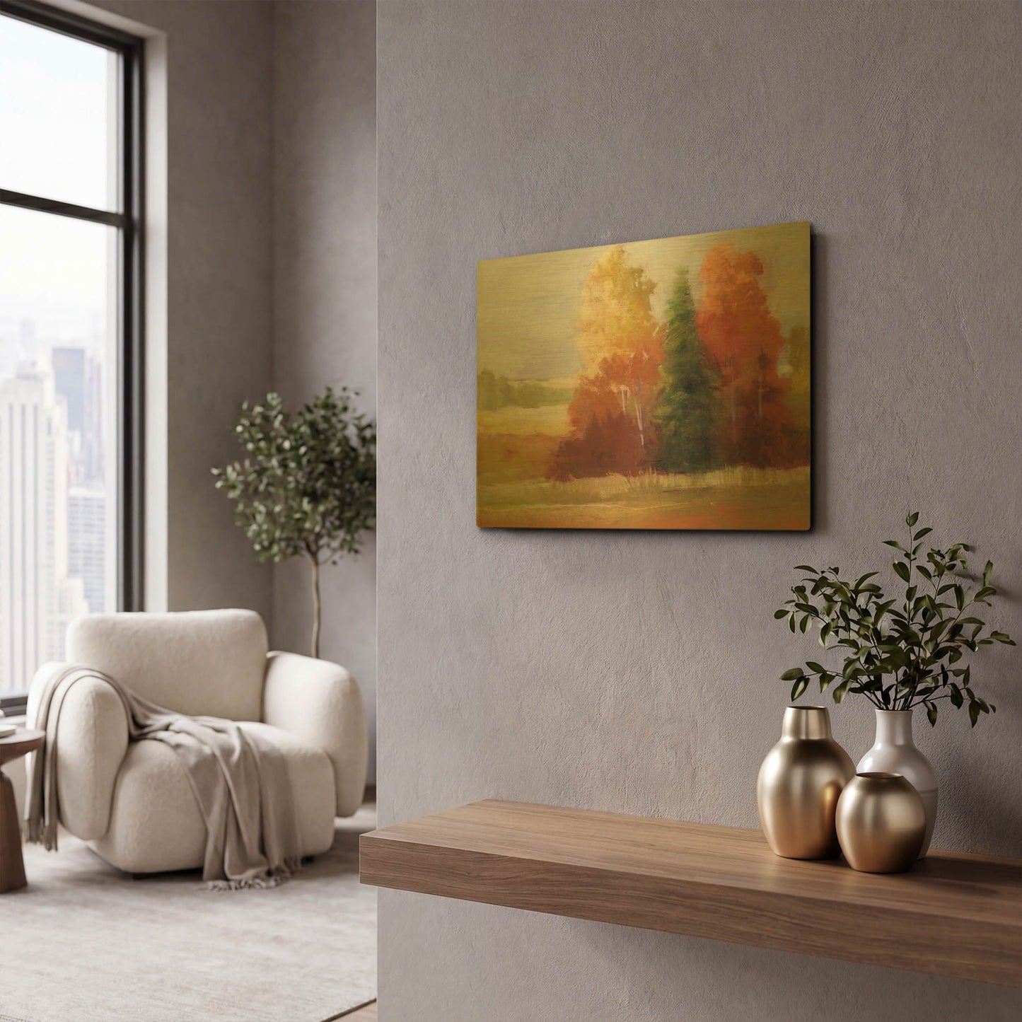 'Autumn Leaves' By Carol Rowan Gold Metal Wall Art