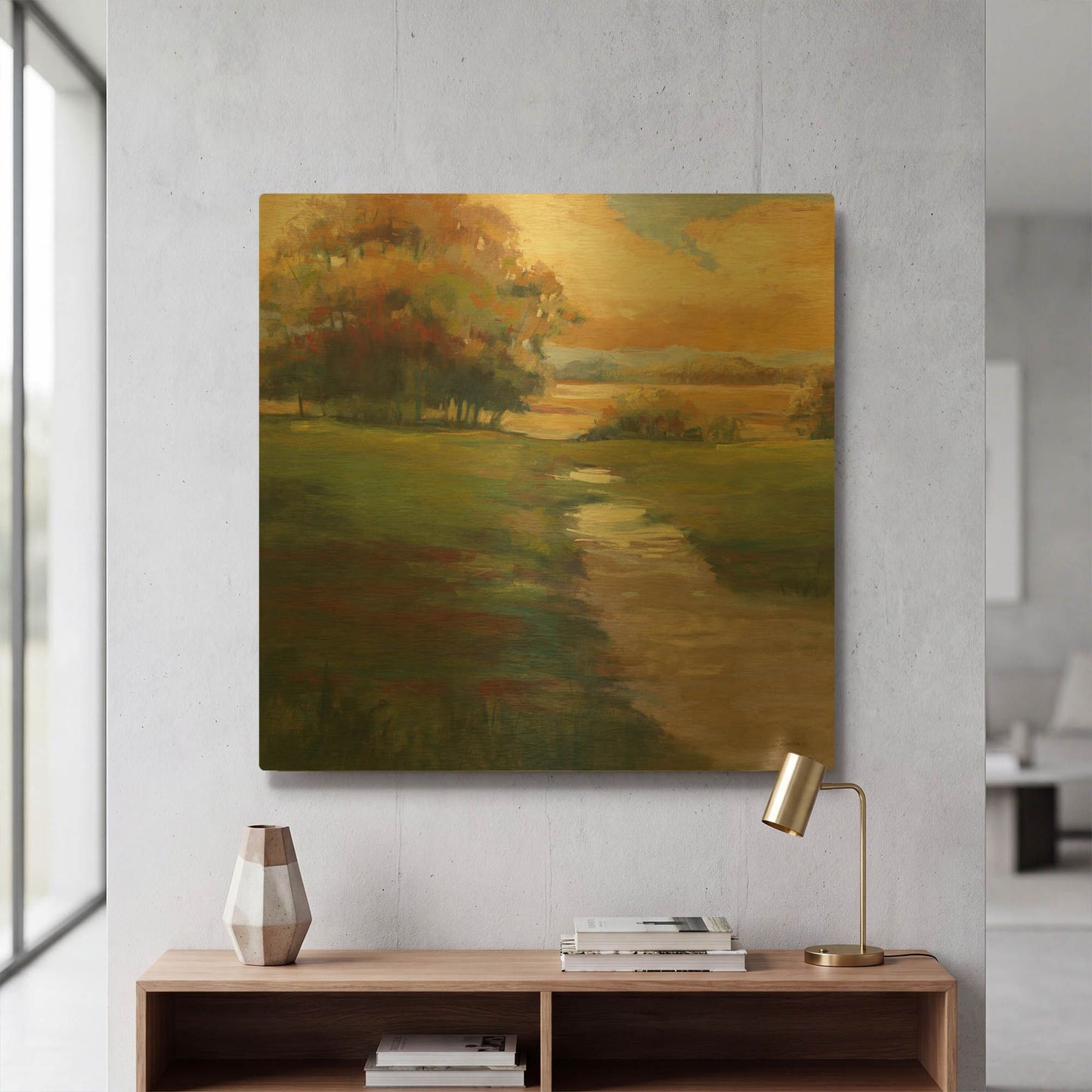 'Out For A Walk' By Carol Rowan Gold Metal Wall Art