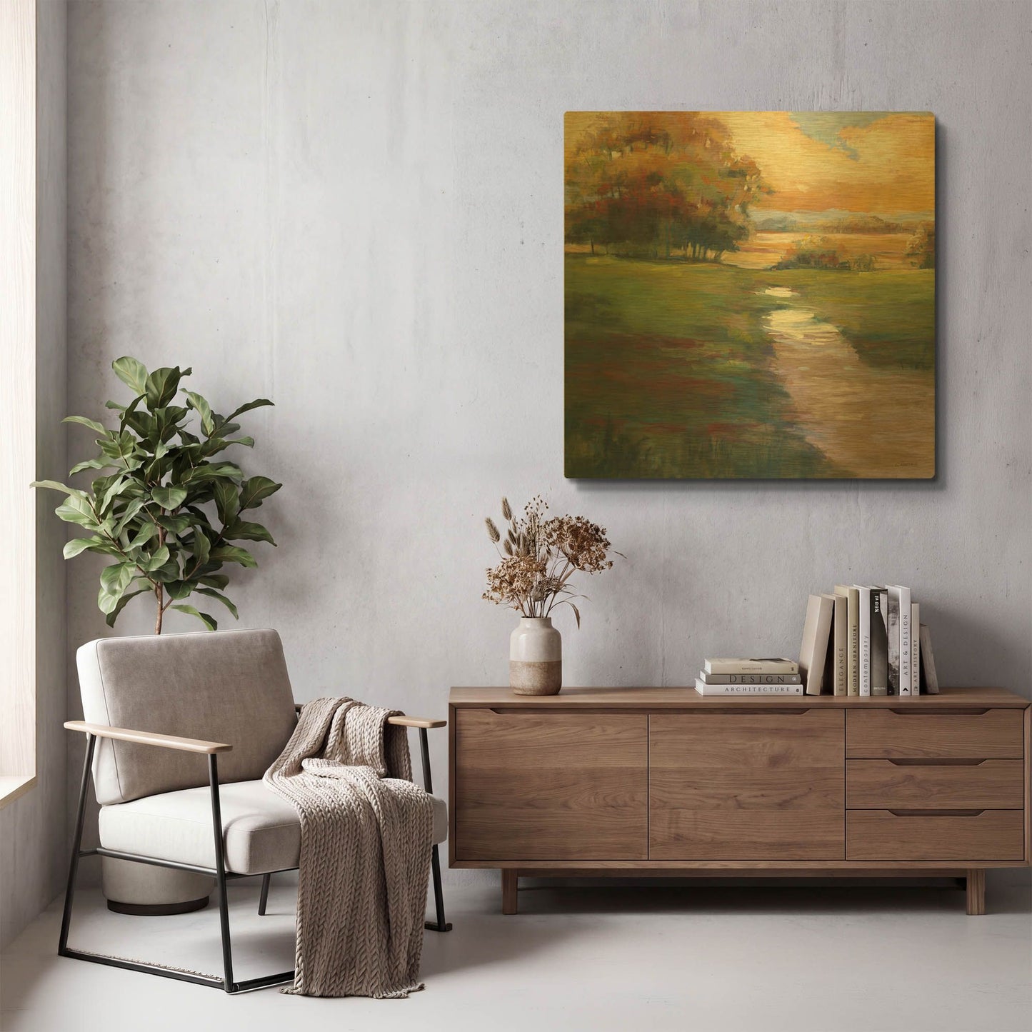'Out For A Walk' By Carol Rowan Gold Metal Wall Art