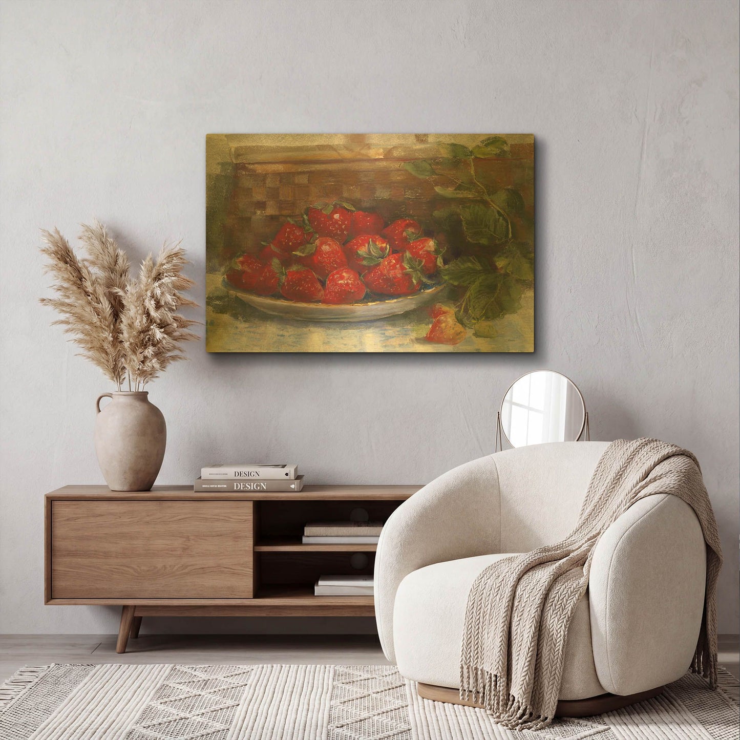 'Plate Of Strawberries' By Carol Rowan Gold Metal Wall Art