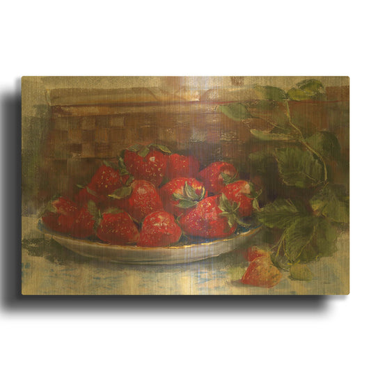 'Plate Of Strawberries' By Carol Rowan Gold Metal Wall Art
