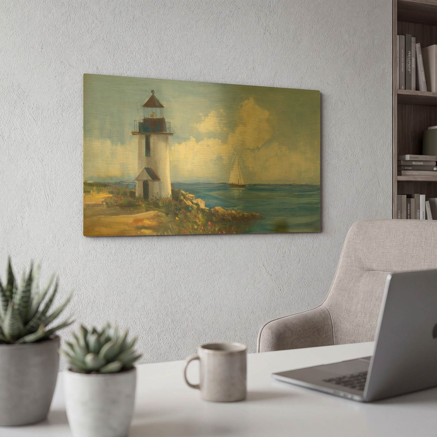 'Sunday Morning Sail V2' By Carol Rowan Gold Metal Wall Art