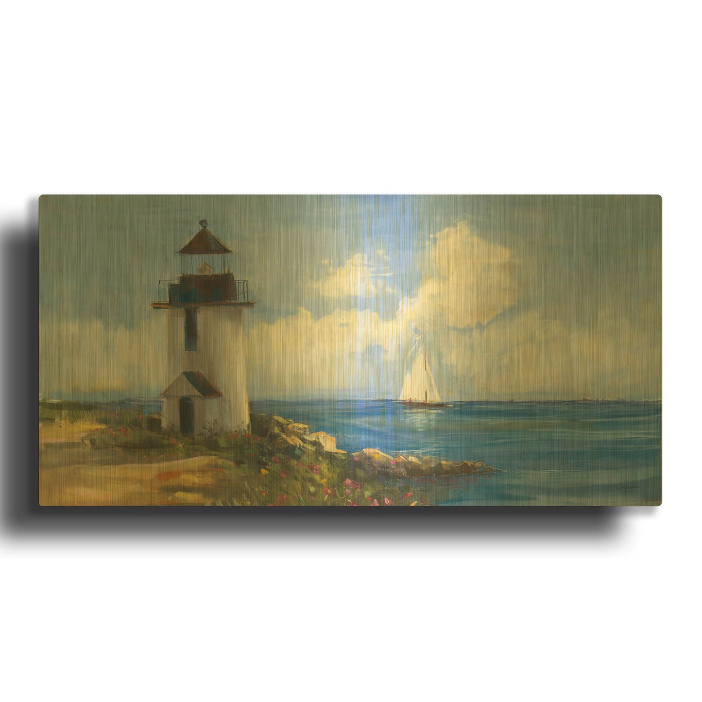 'Sunday Morning Sail V2' By Carol Rowan Gold Metal Wall Art