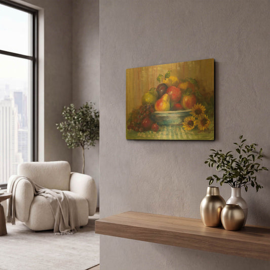 'Fruit Basket' By Carol Rowan Gold Metal Wall Art