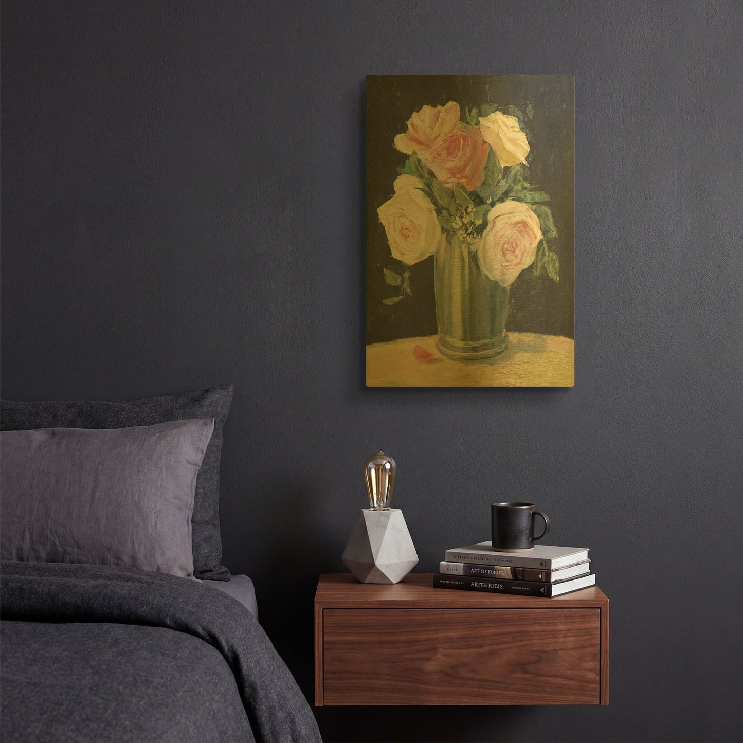 'Silver Vase I On Black' By Carol Rowan Gold Metal Wall Art