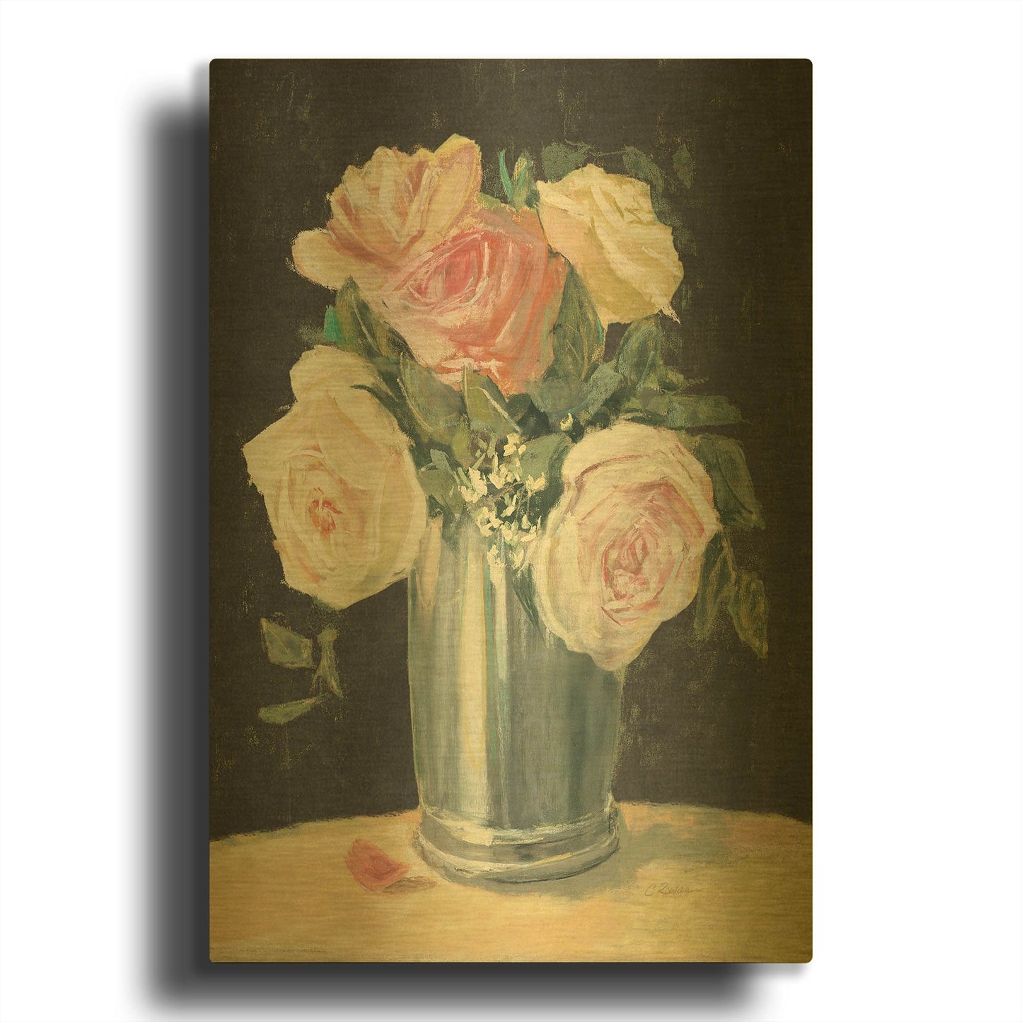 'Silver Vase I On Black' By Carol Rowan Gold Metal Wall Art