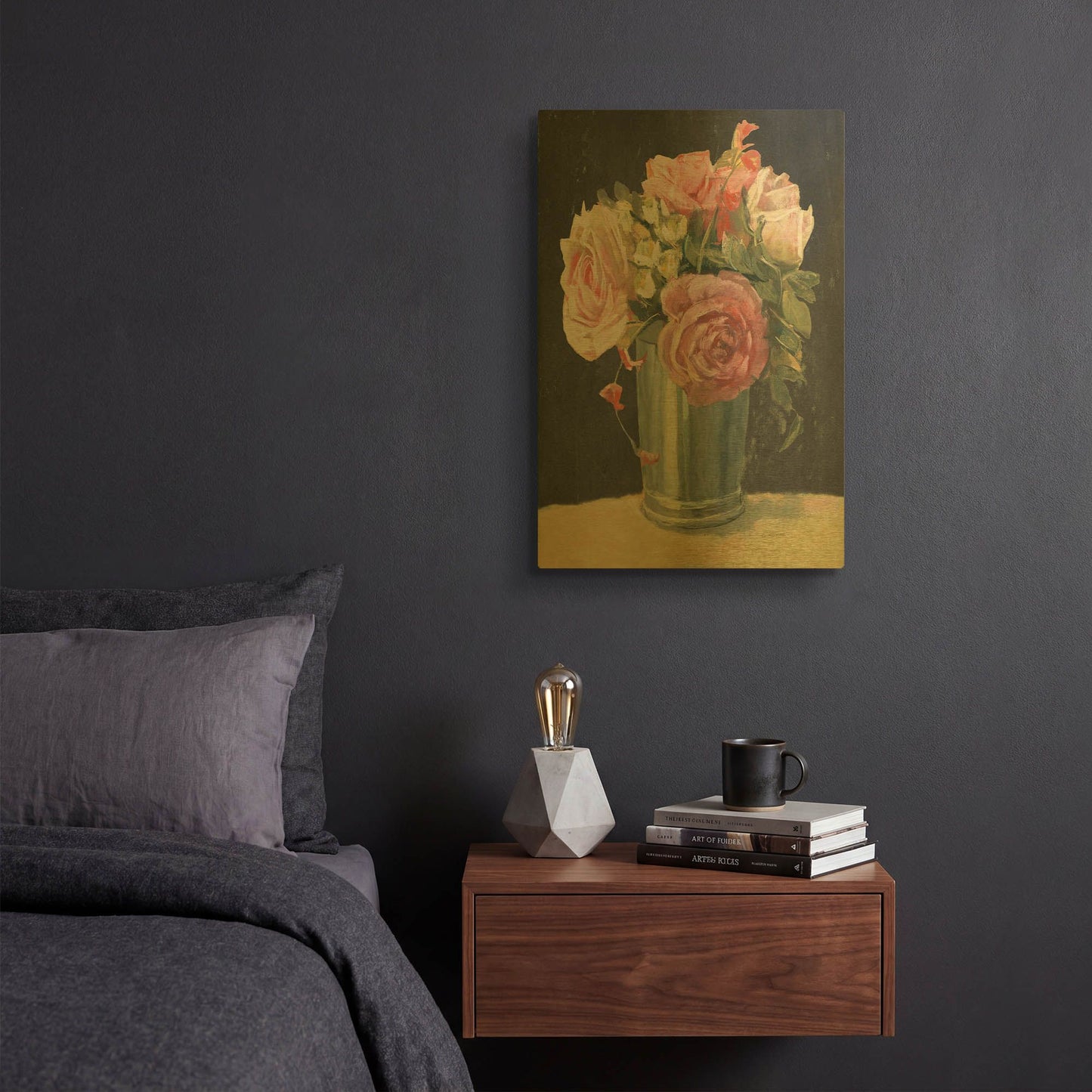 'Silver Vase II On Black' By Carol Rowan Gold Metal Wall Art