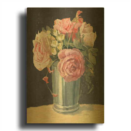 'Silver Vase II On Black' By Carol Rowan Gold Metal Wall Art