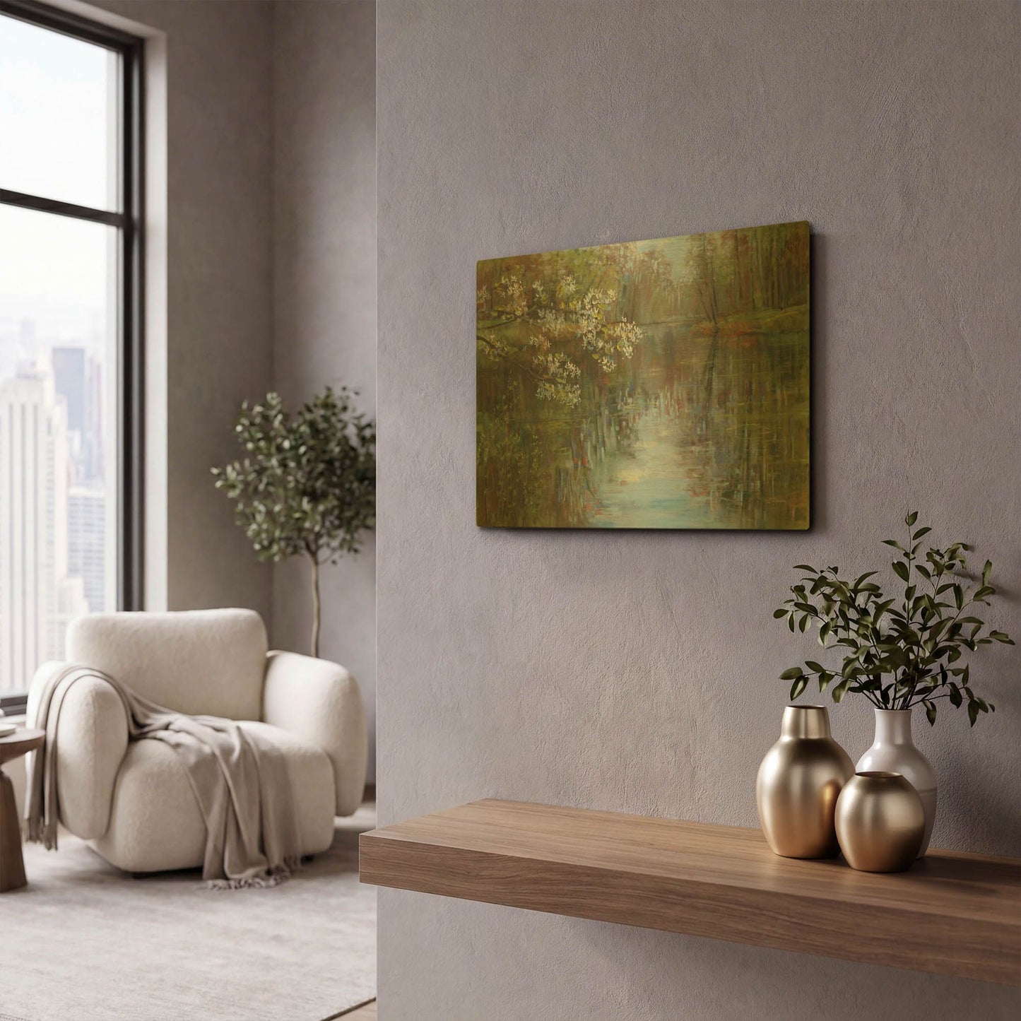 'Spring Reflection' By Carol Rowan Gold Metal Wall Art