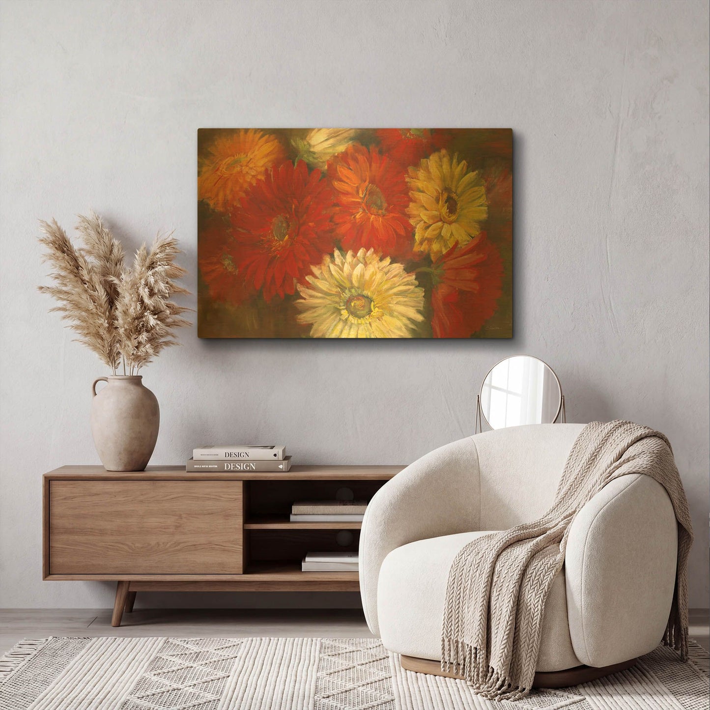'Gerberas' By Carol Rowan Gold Metal Wall Art