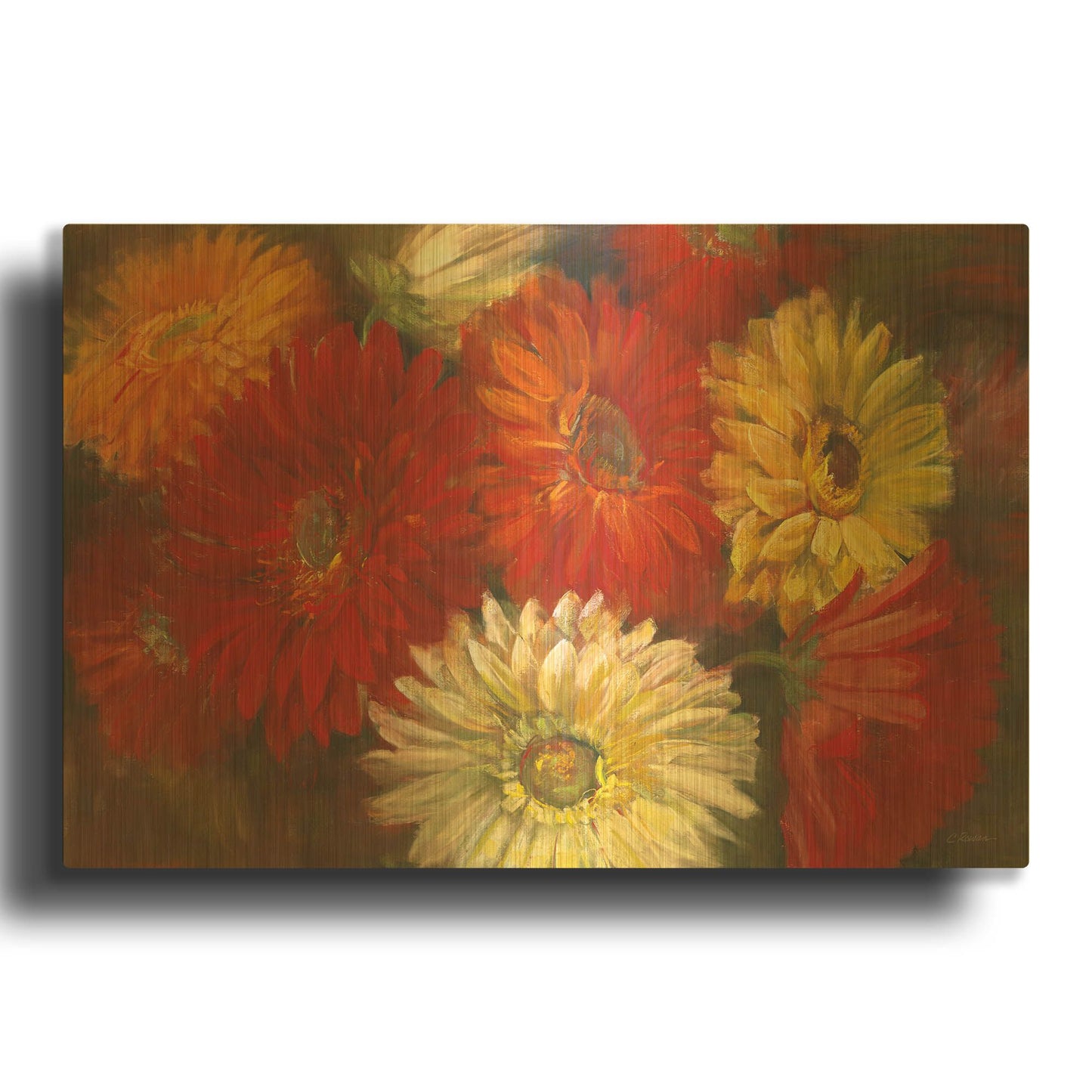 'Gerberas' By Carol Rowan Gold Metal Wall Art