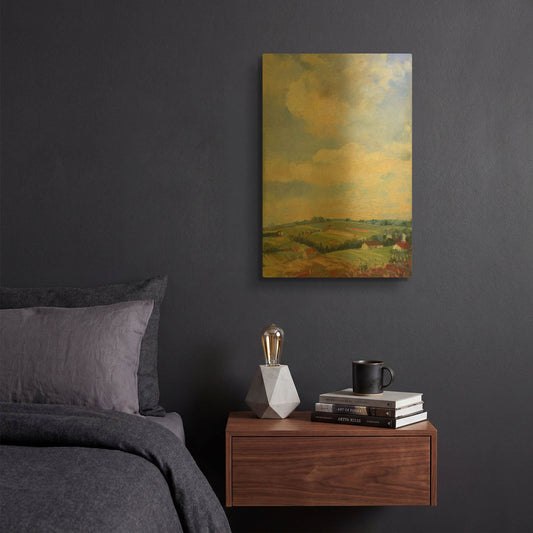 'Farm Fields' By Carol Rowan Gold Metal Wall Art