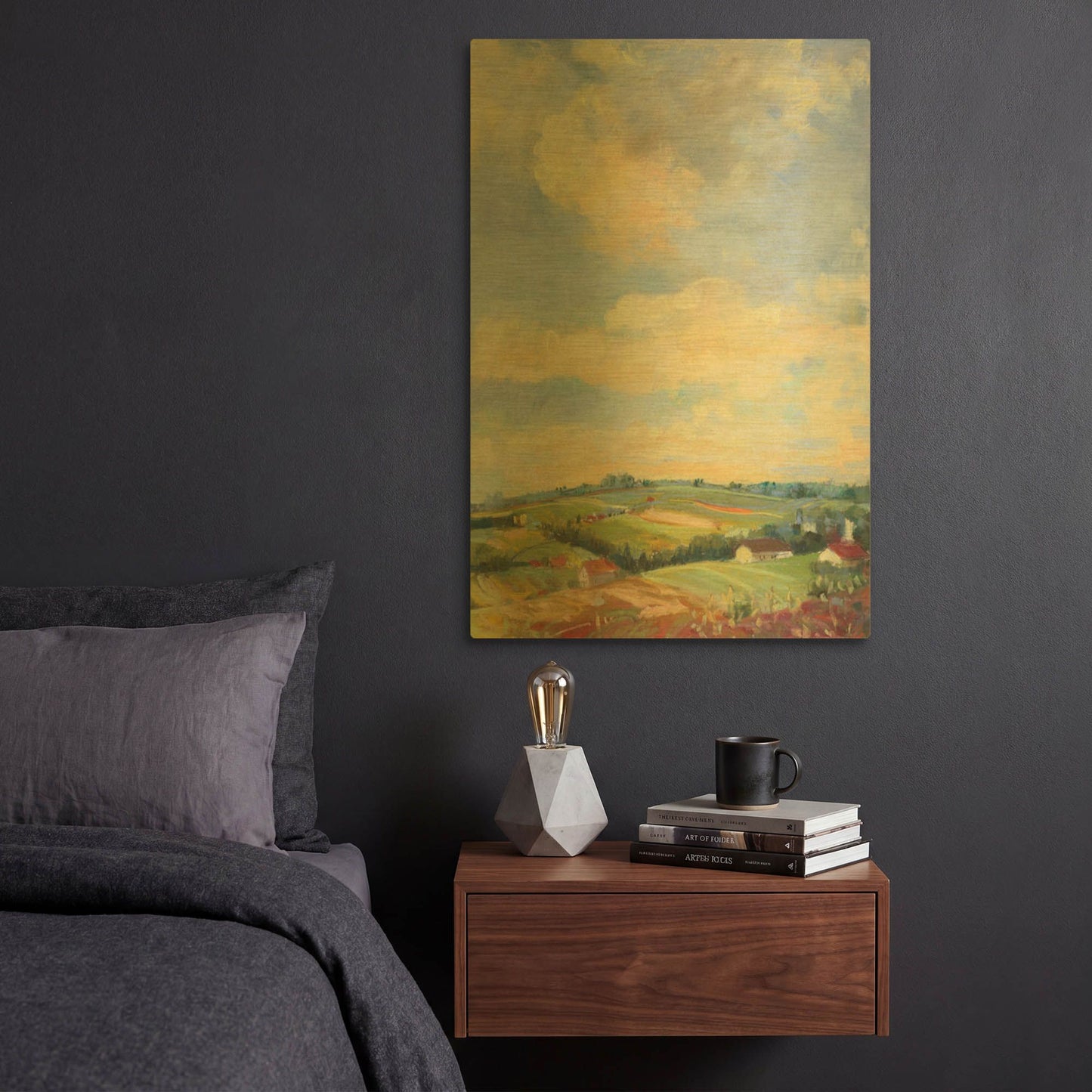 'Farm Fields' By Carol Rowan Gold Metal Wall Art