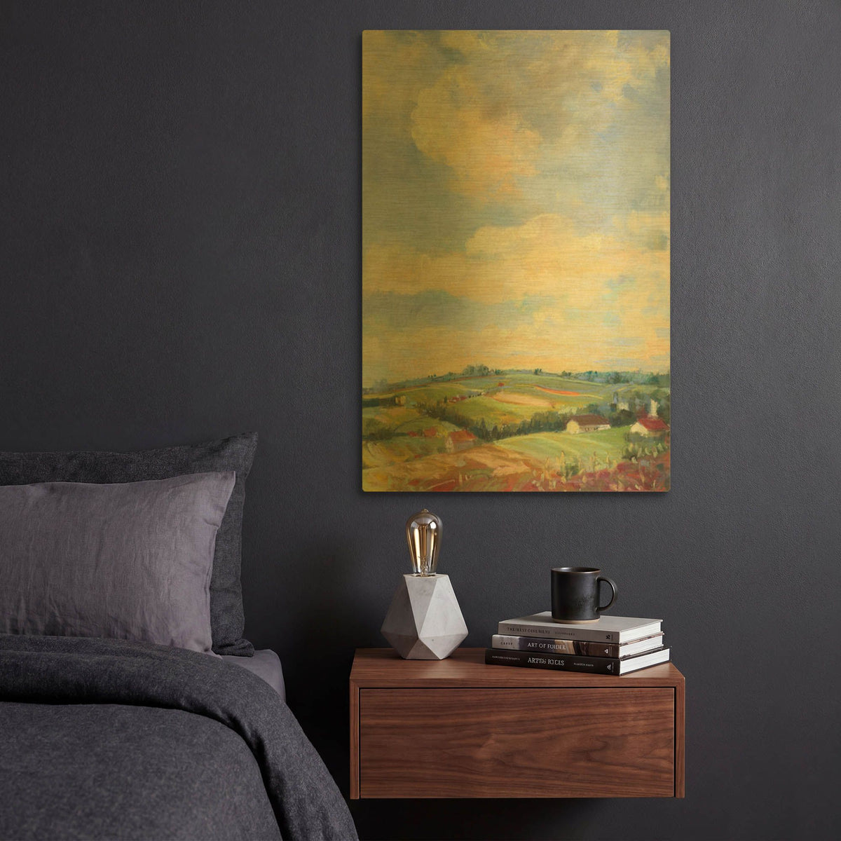 'Farm Fields' By Carol Rowan Gold Metal Wall Art