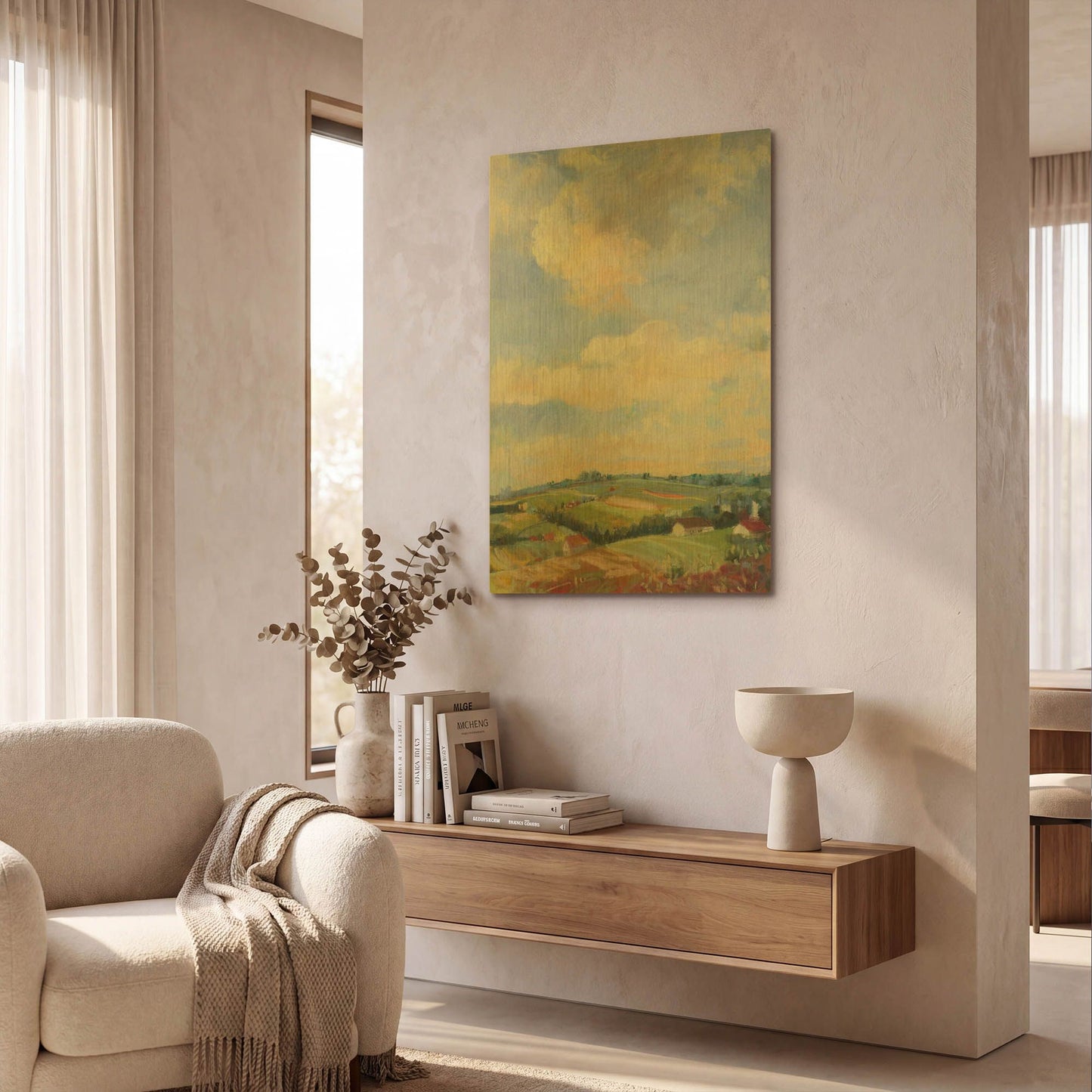 'Farm Fields' By Carol Rowan Gold Metal Wall Art