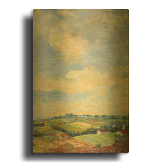 'Farm Fields' By Carol Rowan Gold Metal Wall Art