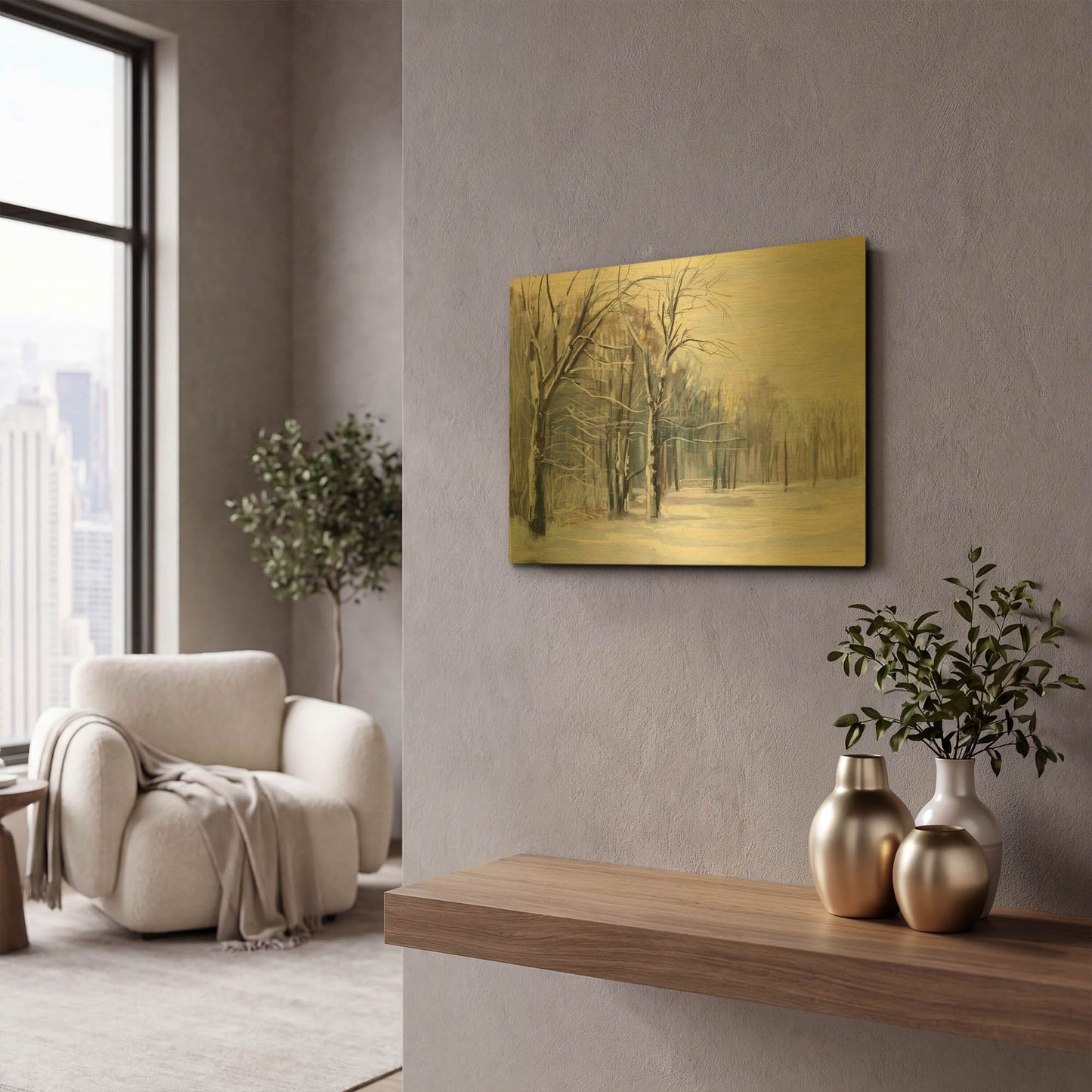 'Winter In The Park' By Carol Rowan Gold Metal Wall Art