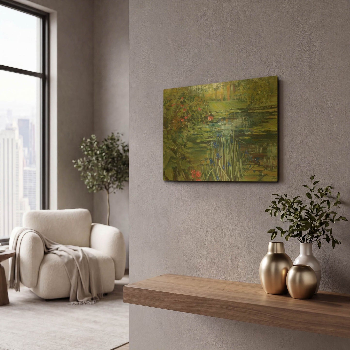 'Peaceful Pond' By Carol Rowan Gold Metal Wall Art