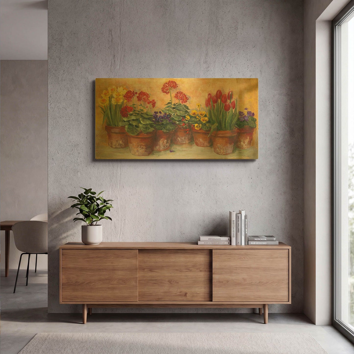 'Spring In The Greenhouse' By Carol Rowan Gold Metal Wall Art
