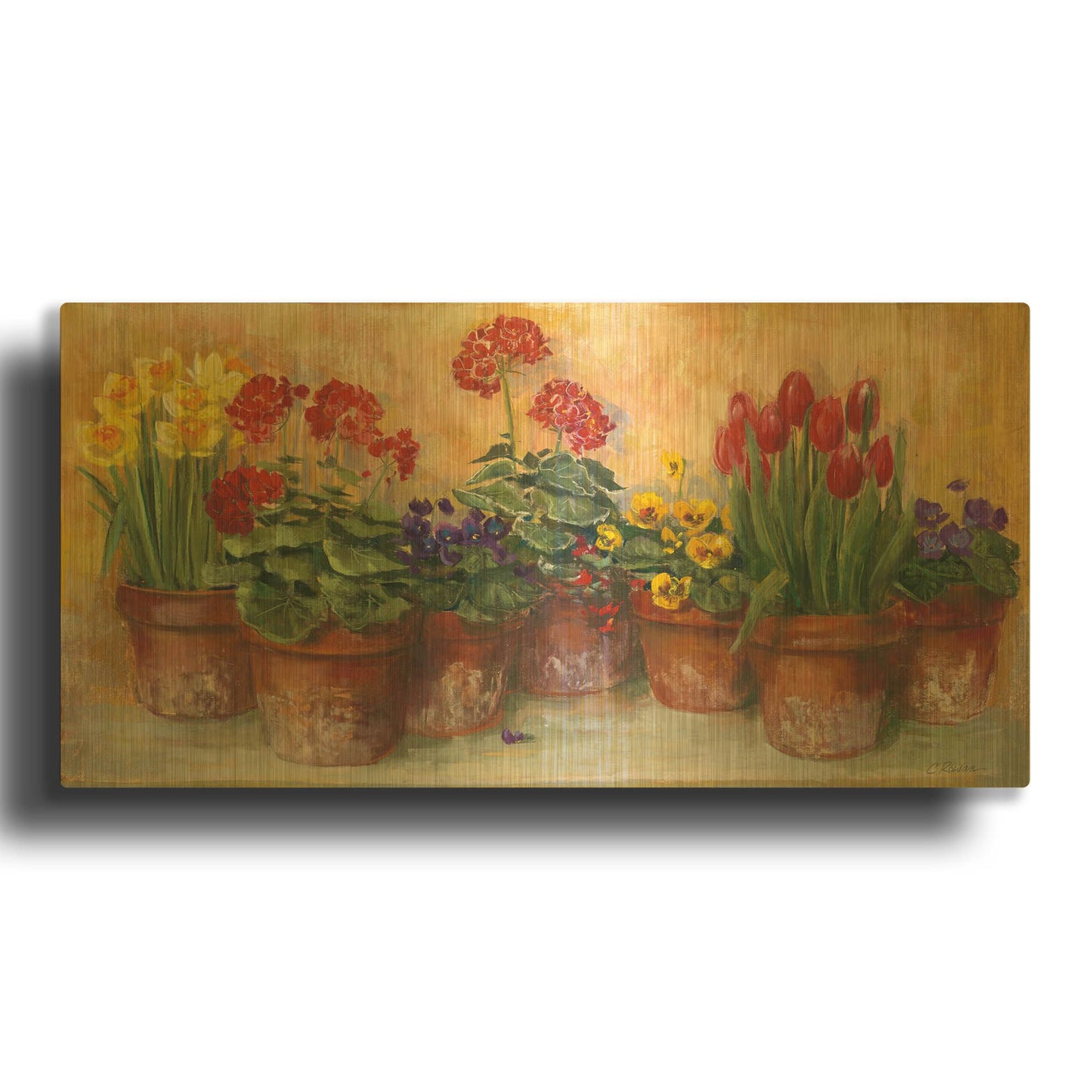 'Spring In The Greenhouse' By Carol Rowan Gold Metal Wall Art