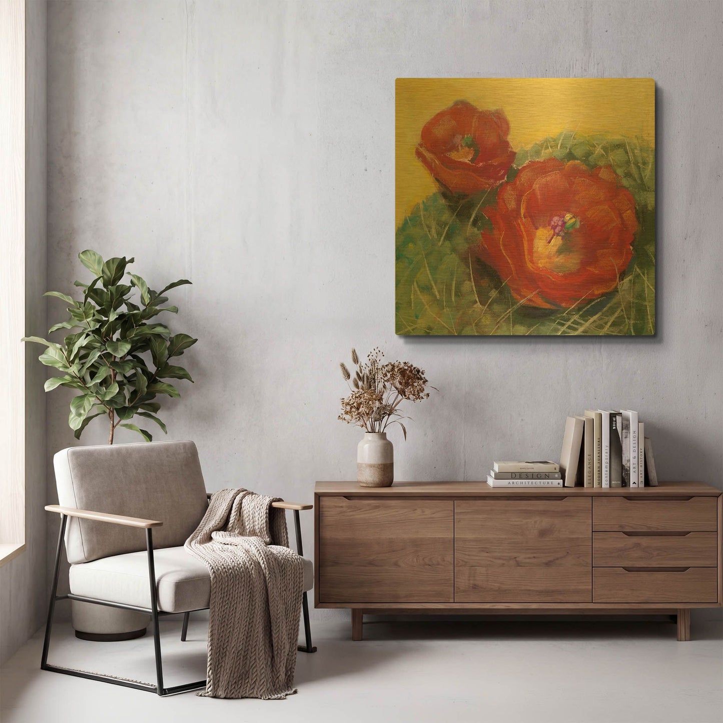 'Blooming Succulent I' By Carol Rowan Gold Metal Wall Art