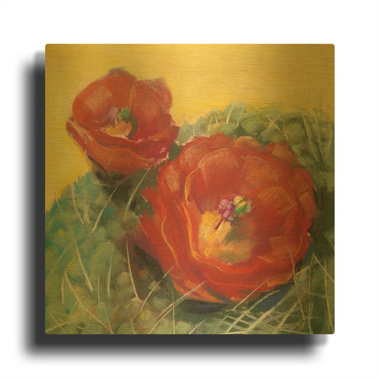 'Blooming Succulent I' By Carol Rowan Gold Metal Wall Art