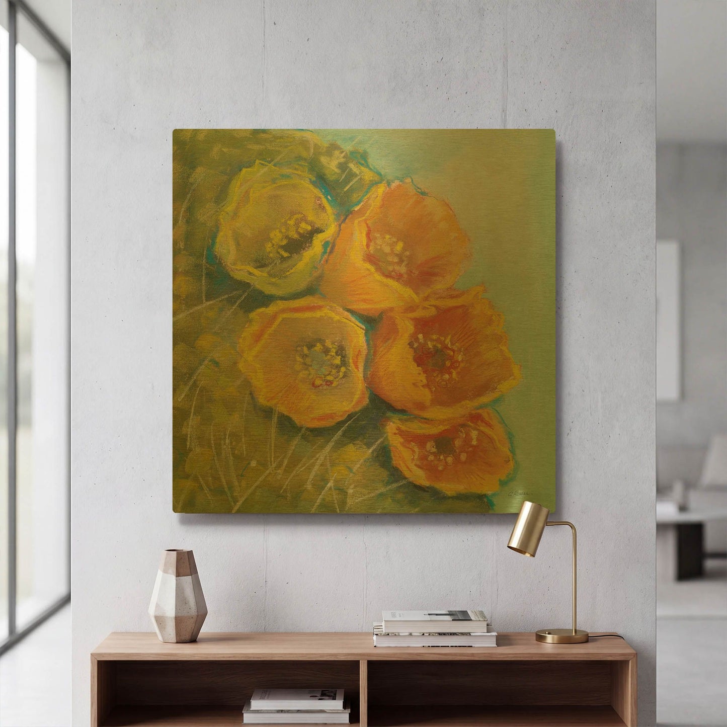 'Blooming Succulent II' By Carol Rowan Gold Metal Wall Art
