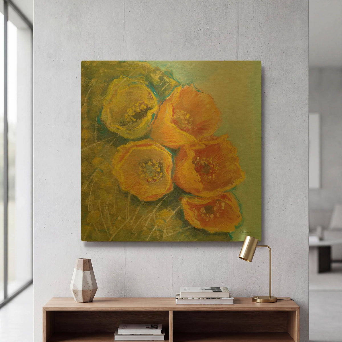 'Blooming Succulent II' By Carol Rowan Gold Metal Wall Art
