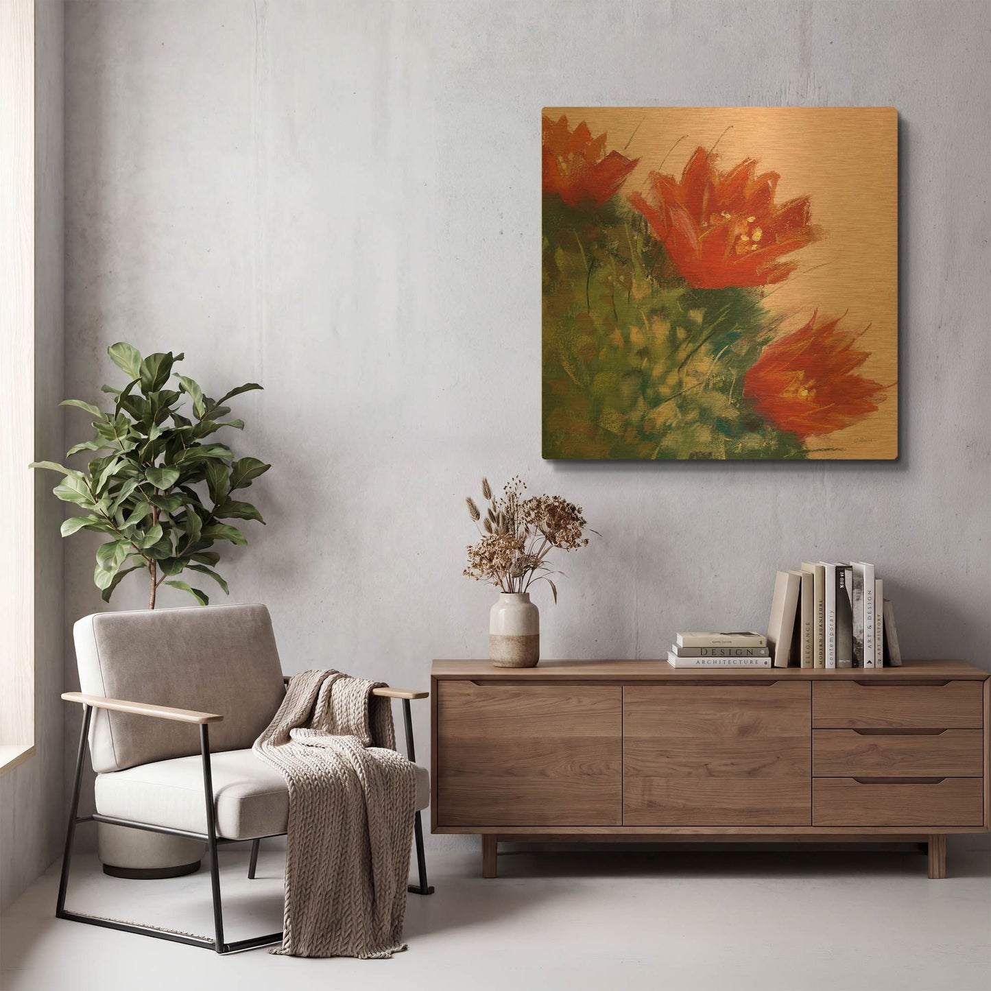 'Blooming Succulent IV' By Carol Rowan Gold Metal Wall Art