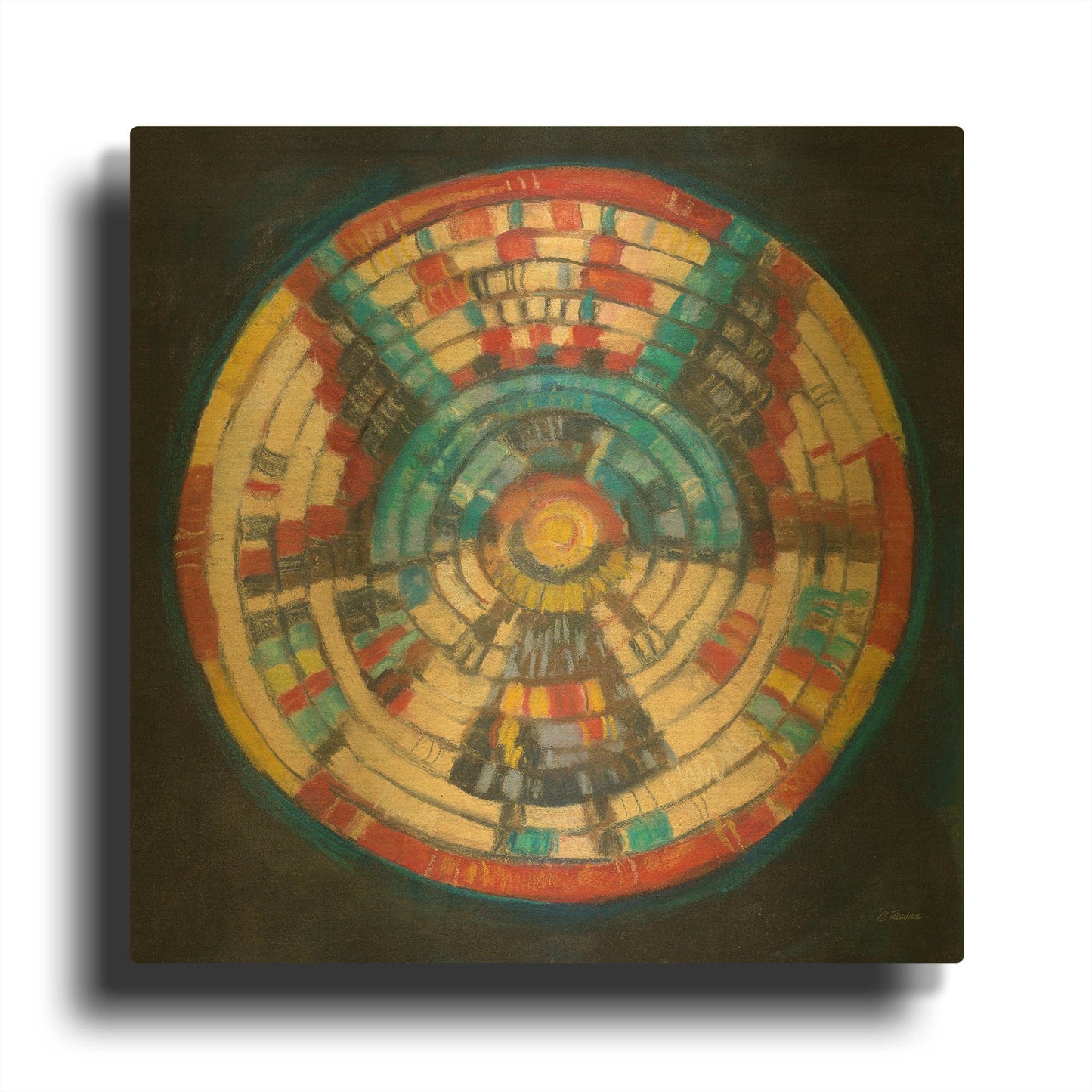 'Kachina Basket' By Carol Rowan Gold Metal Wall Art