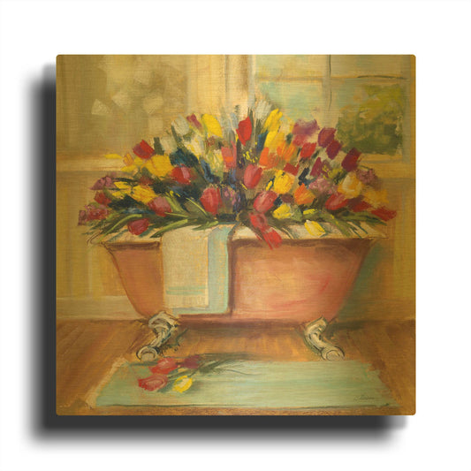 'Bathtub Bouquet II' By Carol Rowan Gold Metal Wall Art