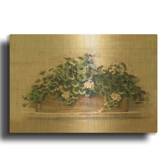 'Market Geraniums Farmers Market Crop' By Carol Rowan Gold Metal Wall Art