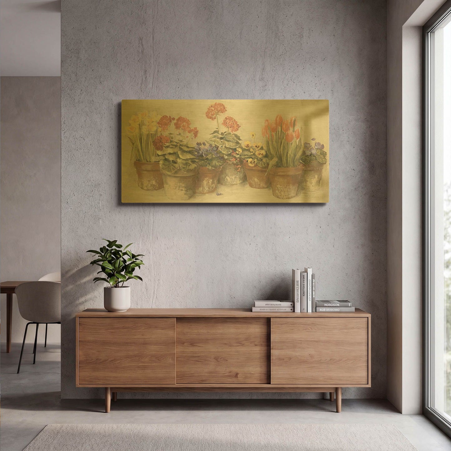 'Spring In The Greenhouse Neutral' By Carol Rowan Gold Metal Wall Art
