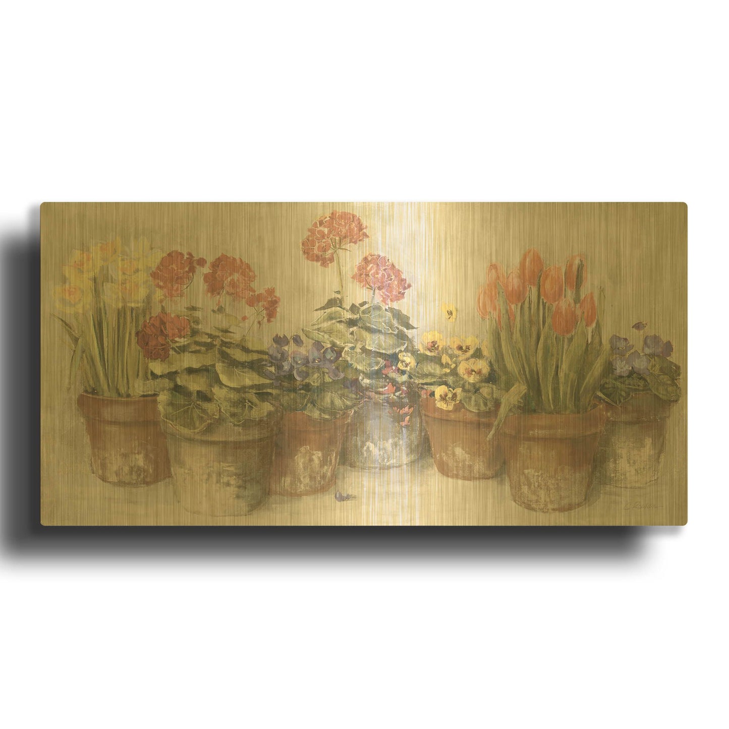 'Spring In The Greenhouse Neutral' By Carol Rowan Gold Metal Wall Art