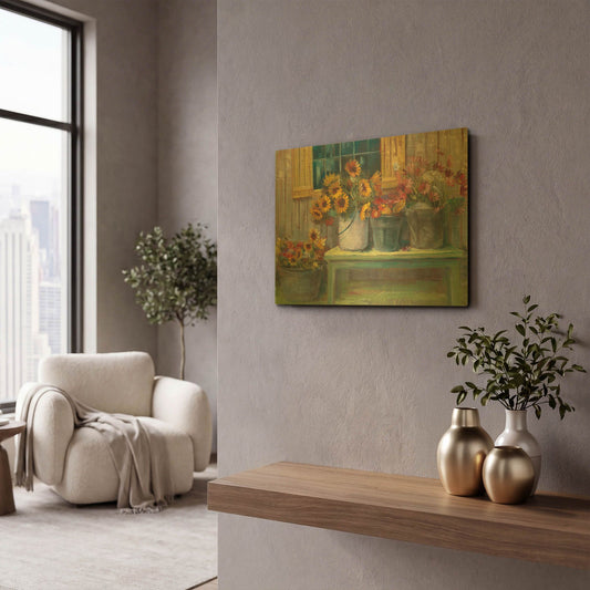 'Green Bench' By Carol Rowan Gold Metal Wall Art