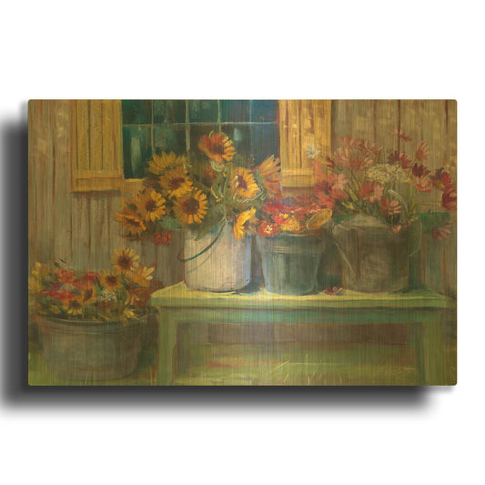 'Green Bench' By Carol Rowan Gold Metal Wall Art