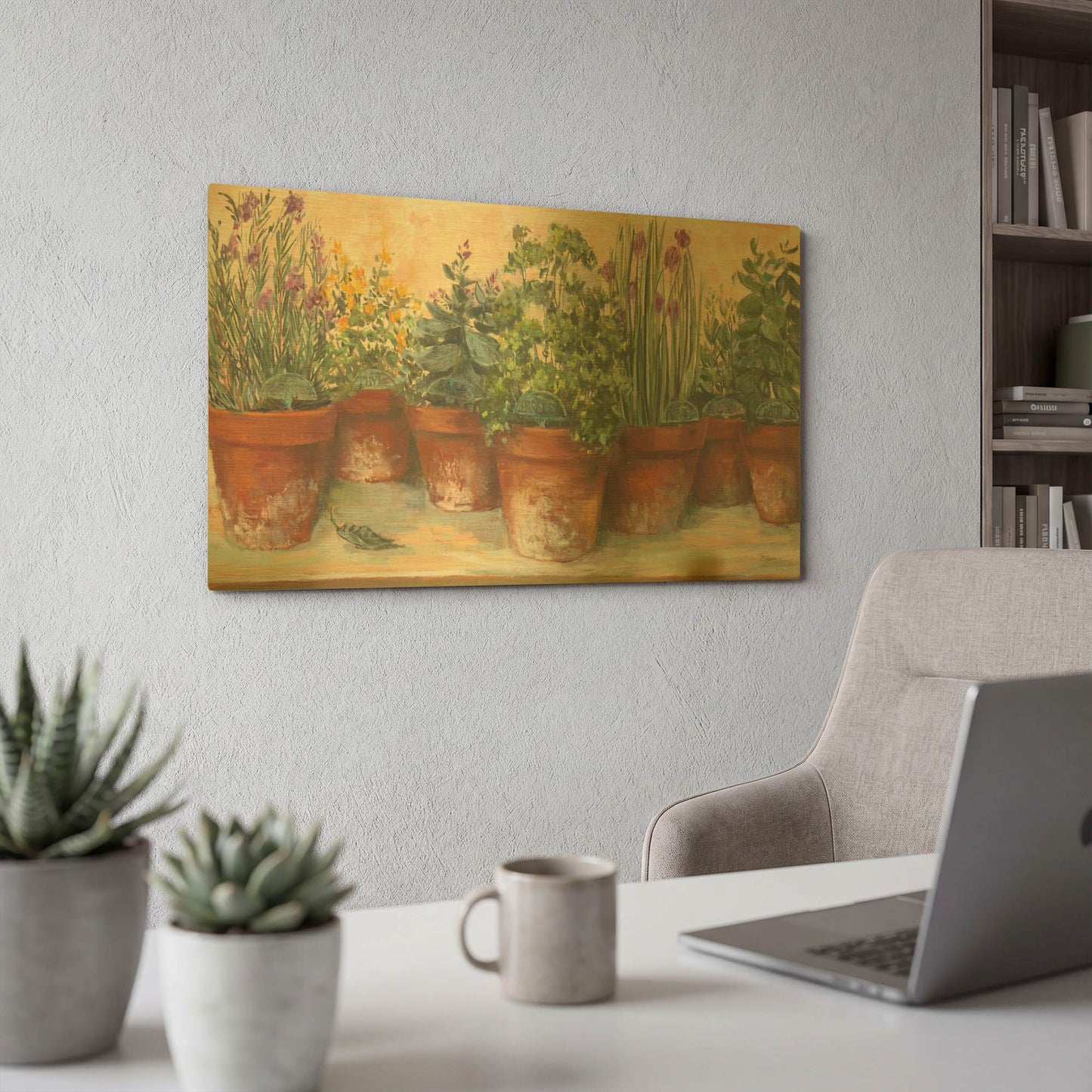 'Country Herbs' By Carol Rowan Gold Metal Wall Art