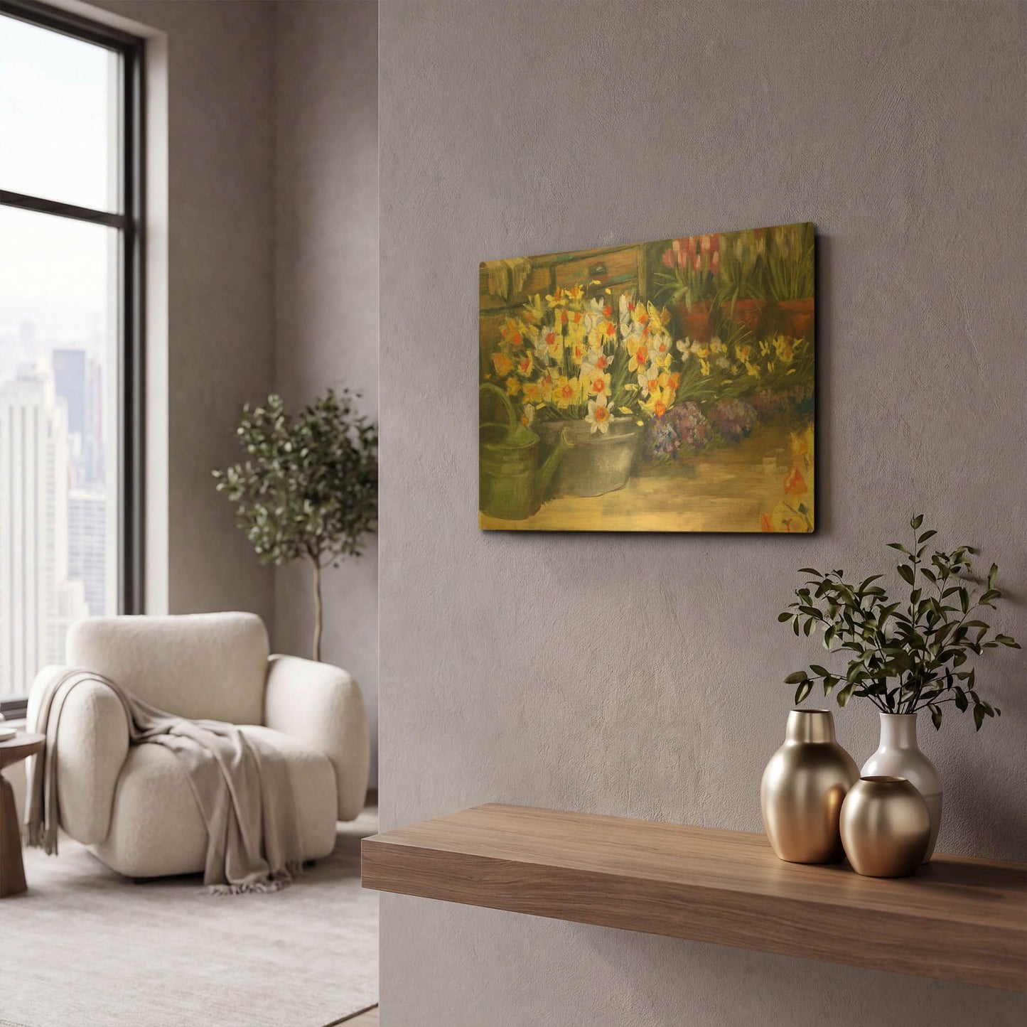 'Spring Daffodils' By Carol Rowan Gold Metal Wall Art