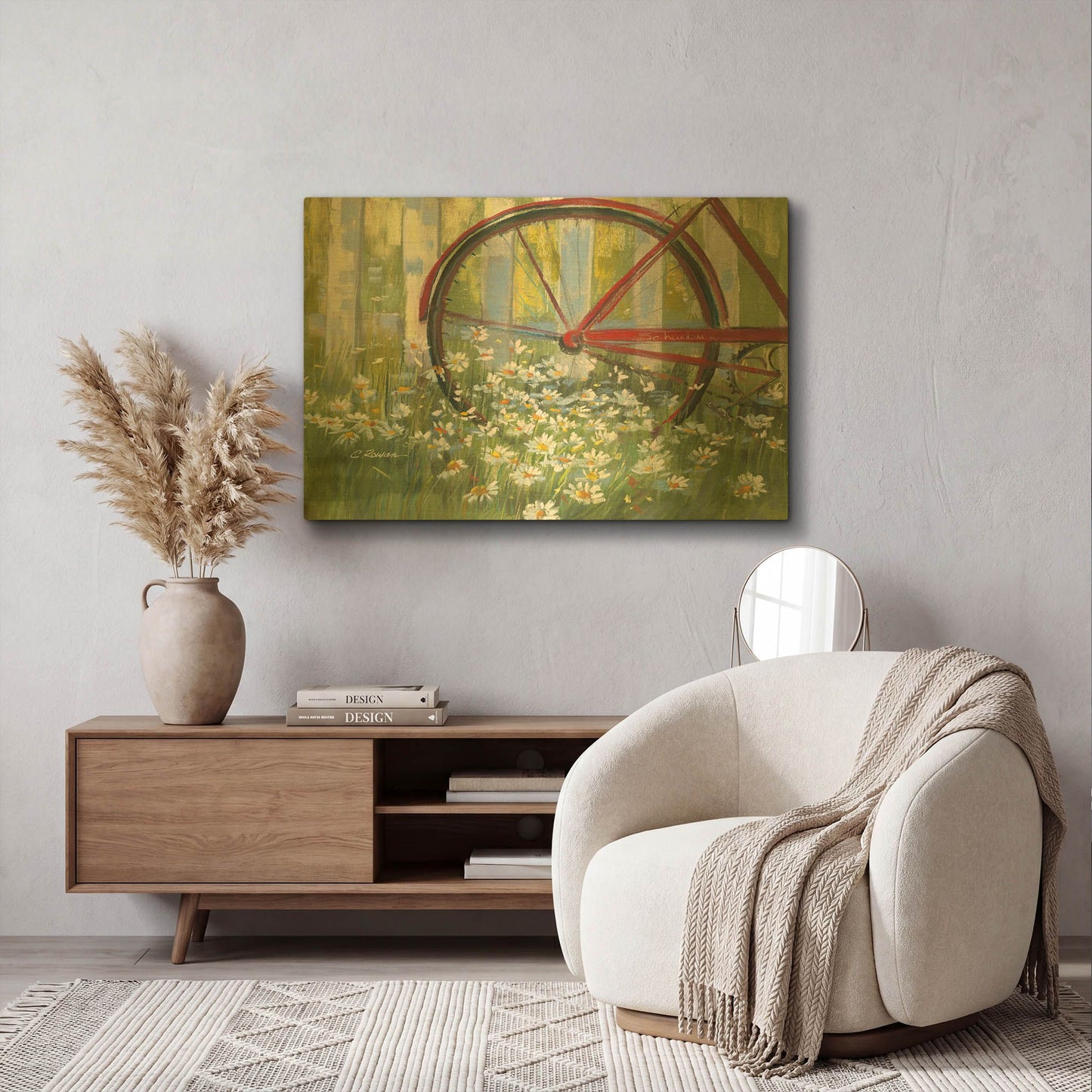 'Bicycle By The Fence Crop' By Carol Rowan Gold Metal Wall Art