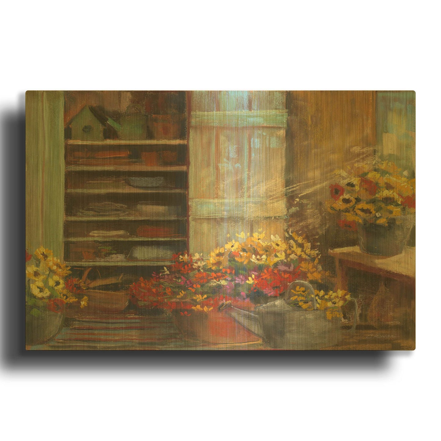 'Gardeners Cabinet' By Carol Rowan Gold Metal Wall Art